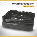 Klutch Jumbo Ratchet and Impact Sockets 3/4in. Drive, 21-Pc. Set, Deep