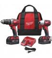 Milwaukee M18 Cordless 1/2in. Hammer Drill/Driver & 1/4in. Hex Impact Driver Combo Kit With 2 Batteries, Model# 2697-22