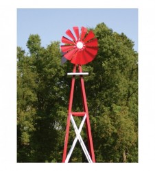 Outdoor Water Solutions Ornamental Garden Windmill 11ft.6in.H, Red, Model# BYW0005+2259