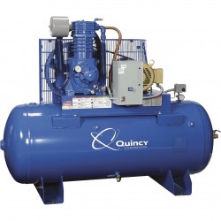 Quincy QP MAX Pressure Lubricated Reciprocating Air Compressor 10 HP, 230 Volt/3 Phase, 120 Gallon Horizontal, Model# 3103D12HCA23M+596
