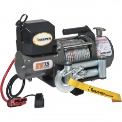 Keeper Rapid Mount 12 Volt DC Powered Electric Winch 7500 Lb. Capacity, Galvanized Wire, Model# KW75122RM+1594
