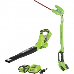 Greenworks 40V Li Ion G Max Pole Hedger and Blower Combo Model# 24292+2072