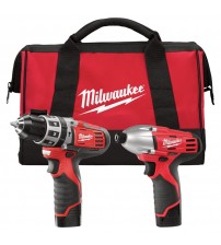 Milwaukee M12 Cordless 3/8in. Hammer Drill/Driver & 1/4in. Impact Driver Combo Kit With 2 Batteries, Model# 2497-22+3159