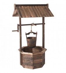 Stonegate Designs Wooden Wishing Well Planter Burnt Finish, Model# XL310+2271