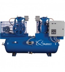 Quincy Duplex Air Compressor 5 HP, 460 Volt, 3 Phase, 80 Gallon Horizontal, Model# 253DC80DC46+272