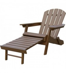 Stonegate Designs Resin Adirondack Chair with Built-In Ottoman Brown, Model# 31396-A+2397